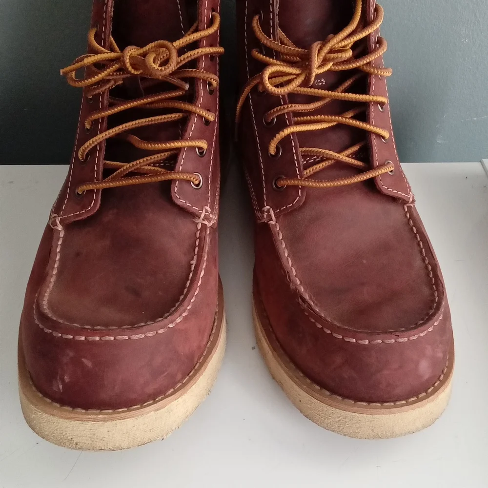 Eastland‎ Mens Burgundy Leather Moc Toe Lace Up Work Boots Size Unknown